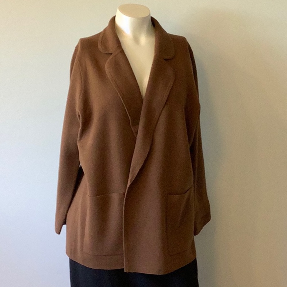 J. Crew Rich Brown Knit Blazer, size L - FTTS